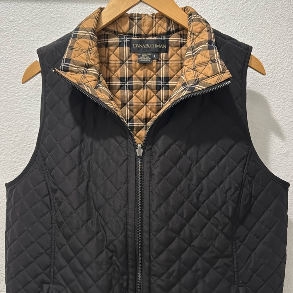 Vintage Brand New DANA BUCHMAN Black Vest For Women Size L